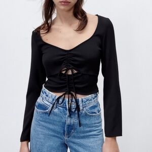 Zara Cut out Long Sleeve Top